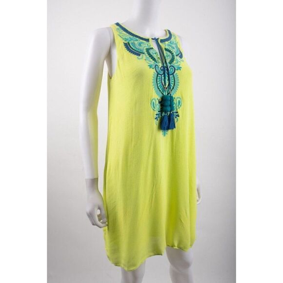 Lilly Pulitzer Womens Shift Dress Aubra XS Neon Green yellow Blue Embroidery - Picture 2 of 6